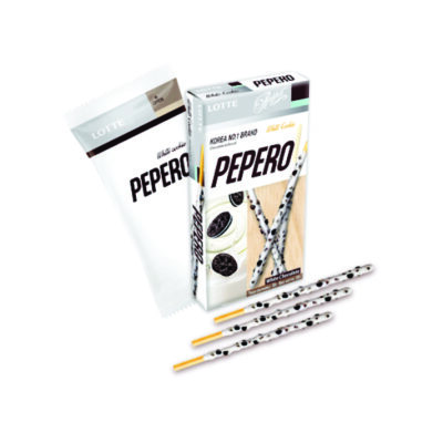 Pepero, sabor a chocolate blanco y trocitos de galleta de chocolate