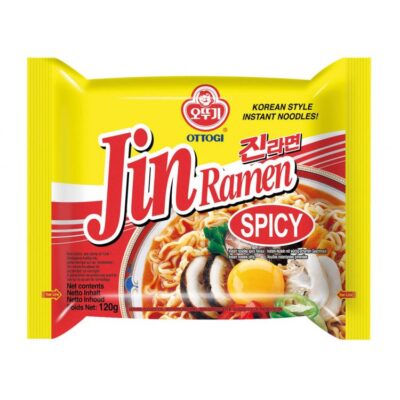 Jin Ramen Hot 120 G / Sopa instatánea sabor a carne picante